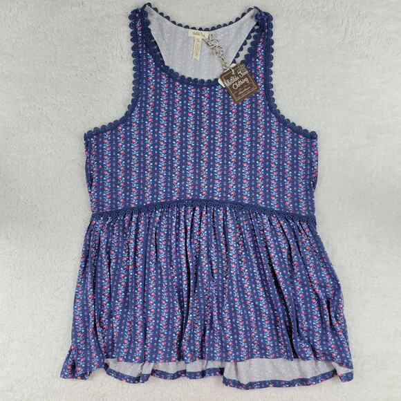 Matilda Jane Choose Your Path Beyond the Horizon Blue Floral Tank - Picture 1 of 6